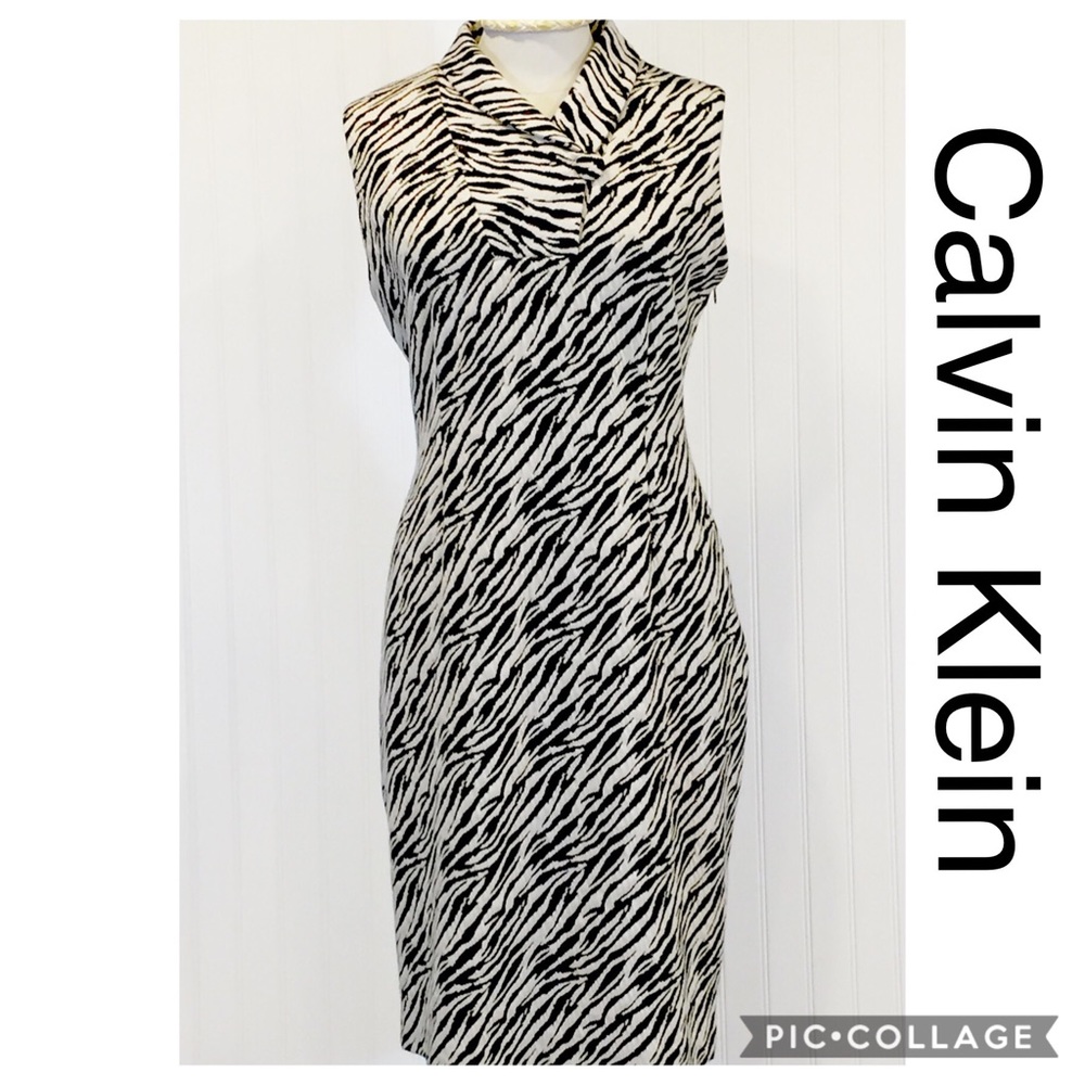CALVIN KLEIN Sleeveless Zebra Print Dress Size 10